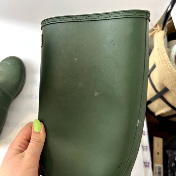 Hunter Womens Tall Rain Boot Size US M6/7F Army Green Solid Closed-toe - Picture 7 of 14